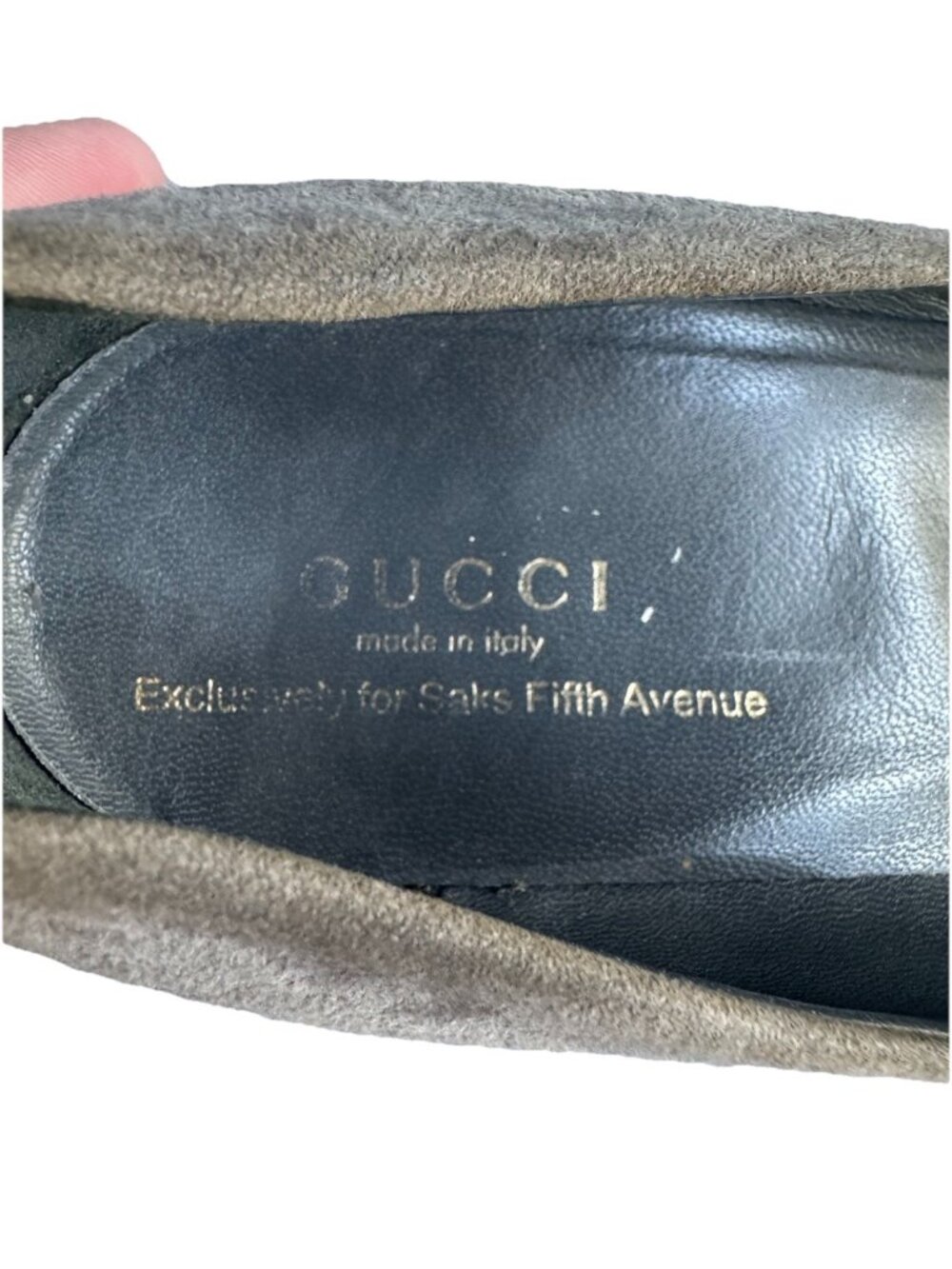 Gucci For Saks 5th Women's Sz 39.5 Gray Suede Square Toe Platform Stiletto Heels - Picture 9 of 13